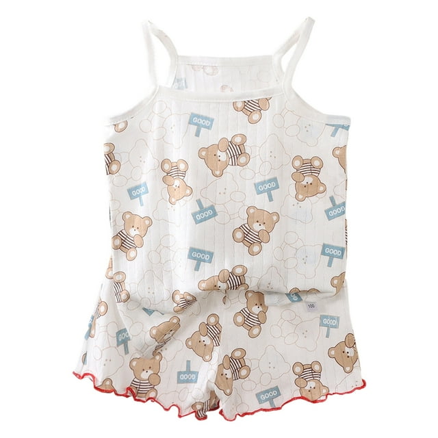 Hiiyo Pyjamas d'Été pour Filles, Camisole et Shorts Mignons, Tenues de Nuit