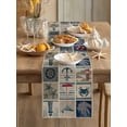 thumbnail image 3 of Summer Nautical Table Runner, Blue Anchor Rudder Crab Whale Patchwork Linen Cotton Linen Kitchen Table Decoration Washable Dining Tabletop Runners for Home Party Decor 16x72 Inches, 3 of 9