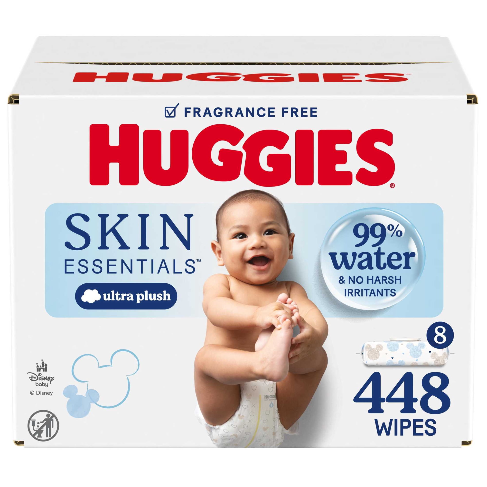 Huggies Skin Essentials Baby Wipes, 8 Flip-Top Packs, 448 Count