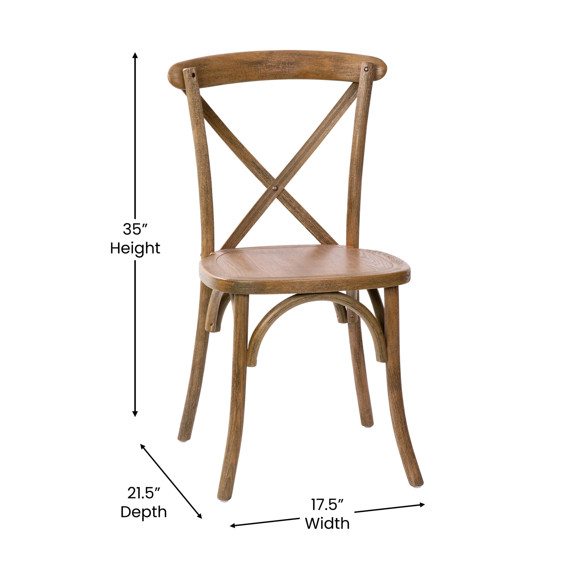 Merrick Lane X-Back Bistro Style Wooden High Back Dining Chair in Dark Natural