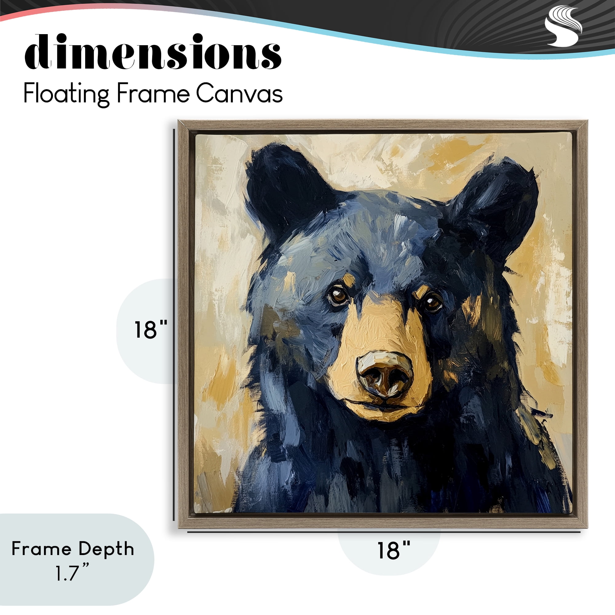 Stupell Industries Big Bear with Brushstrokes Brown Framed Floater Canvas Wall Art, design by Petal Prints Design