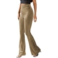 thumbnail image 2 of Pantalones acampanados de terciopelo dorado con cintura alta y color sólido sexys para mujeres europeas y americanas, 2 of 6