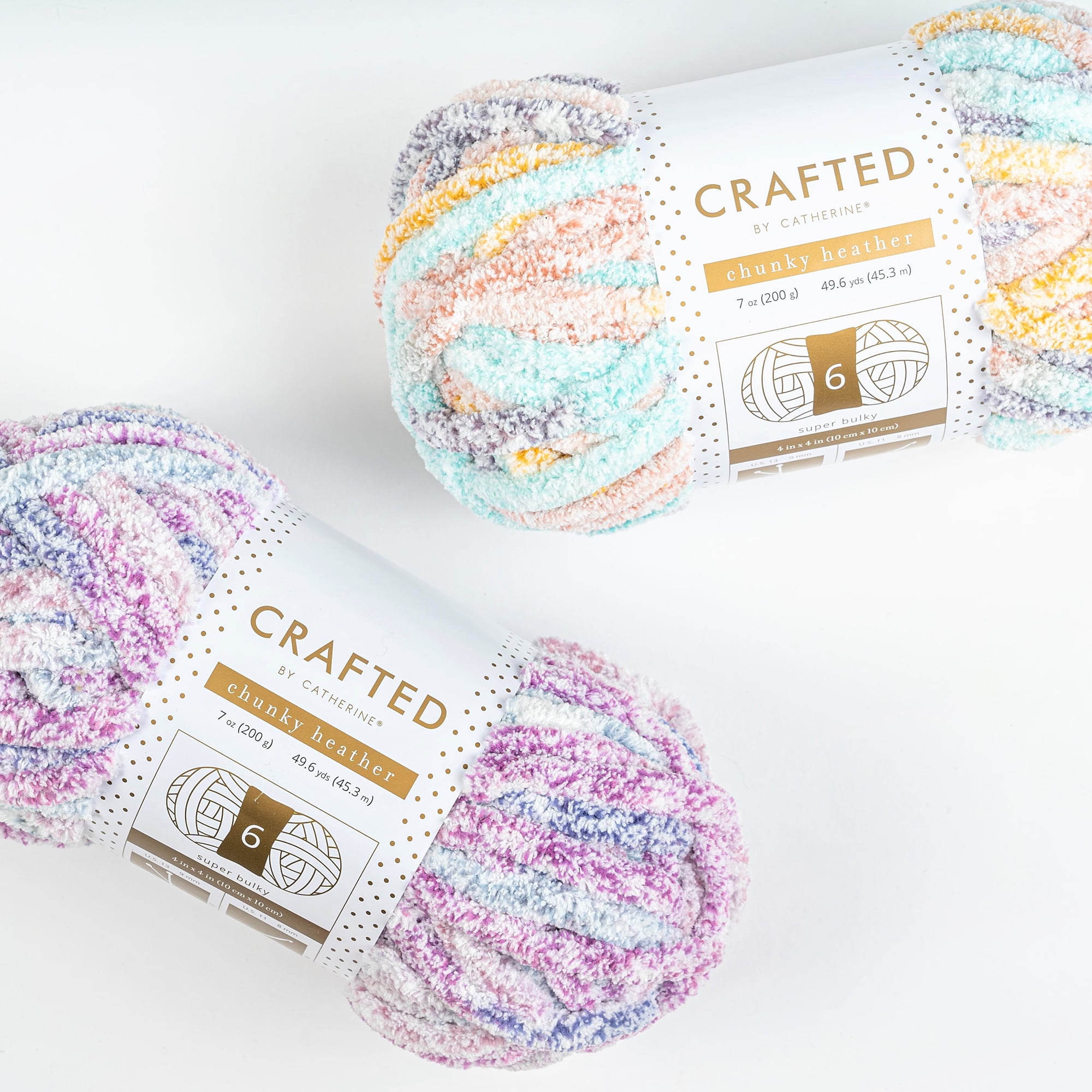 Crafted by Catherine Neutral Multi Chunky Heather Super Bulky Yarn, 49 yards, 7oz/200g (2 Pack)