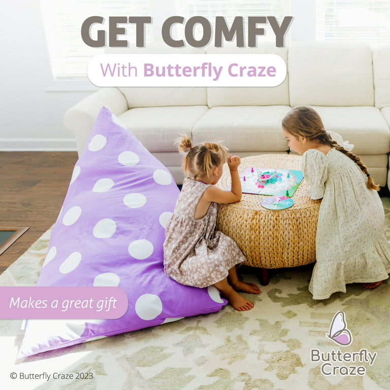 Butterfly Craze Bean Bag Chair Cover, Functional Toddler Toy Organizer,  Fill with Stuffed Animals to Create a Jumbo, Comfy Floor Lounger for Boys  or