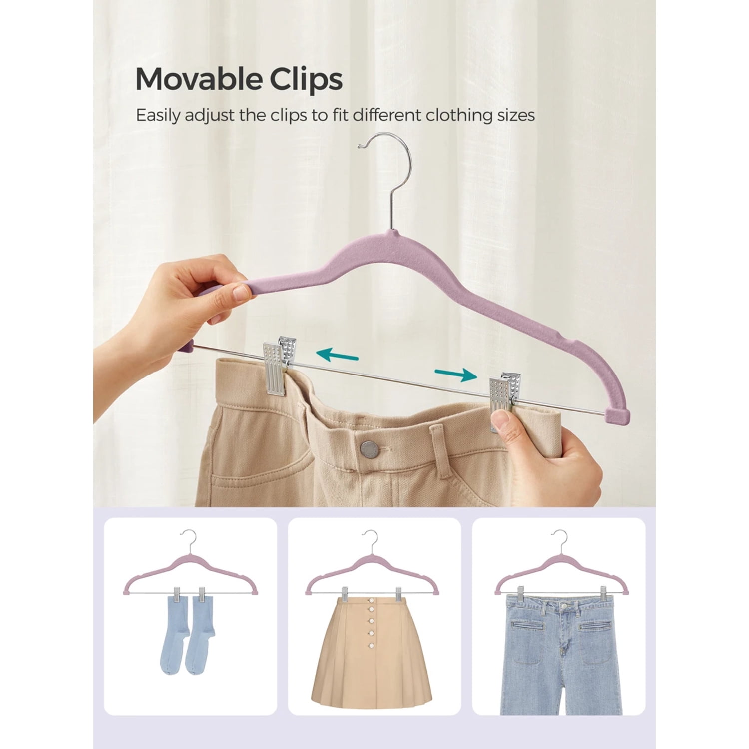 30-Pack Pants Hangers, 16.7-Inch Long Velvet Trousers Hangers With Adjustable Clips, Heavy-Duty, Non-Slip, Space-Saving For Pants, Coats, Dresses, Tank Tops,Spring,Minimalist,Summer Tops