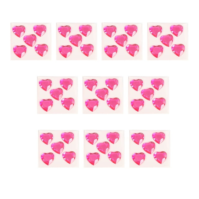 Wosthever Pegatinas de diamantes de imitación de corazón, gemas de cristal acrílico, adornos ornamentales, de mano para álbum de Artesanía Melocotón rojo