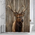 Country Animals Shower Curtain, Rustic Elk Wood Wood Plank Waterproof ...