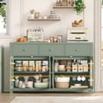 thumbnail image 4 of Homfa 55''Wide Buffet Credenzas, Large Dining Sideboard with 3 Drawers, 4 Glass Doors, Wood Coffee Bar Cabinet, Green, 4 of 8