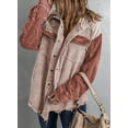 thumbnail image 4 of EVALESS Womens Winter Corduroy Shirt Jackets with Hooded Button Down Raw Hem Shackets Boyfriend Color Block Long Sleeve Jacket Coats, 4 of 9