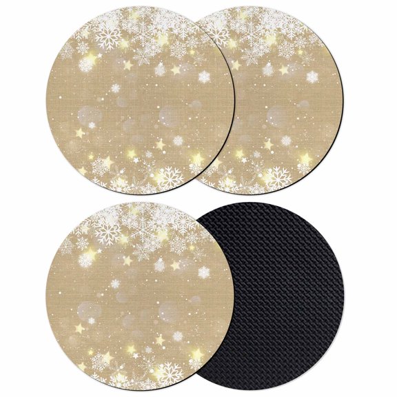 Beige Snowflake Christmas Coasters Set of 4, Absorbent Coasters for Drinks, Winter Xmas Snowflake Farmhouse Coaster for Desk Coffee Table Protection, Home Decor House Warming Gifts 4"