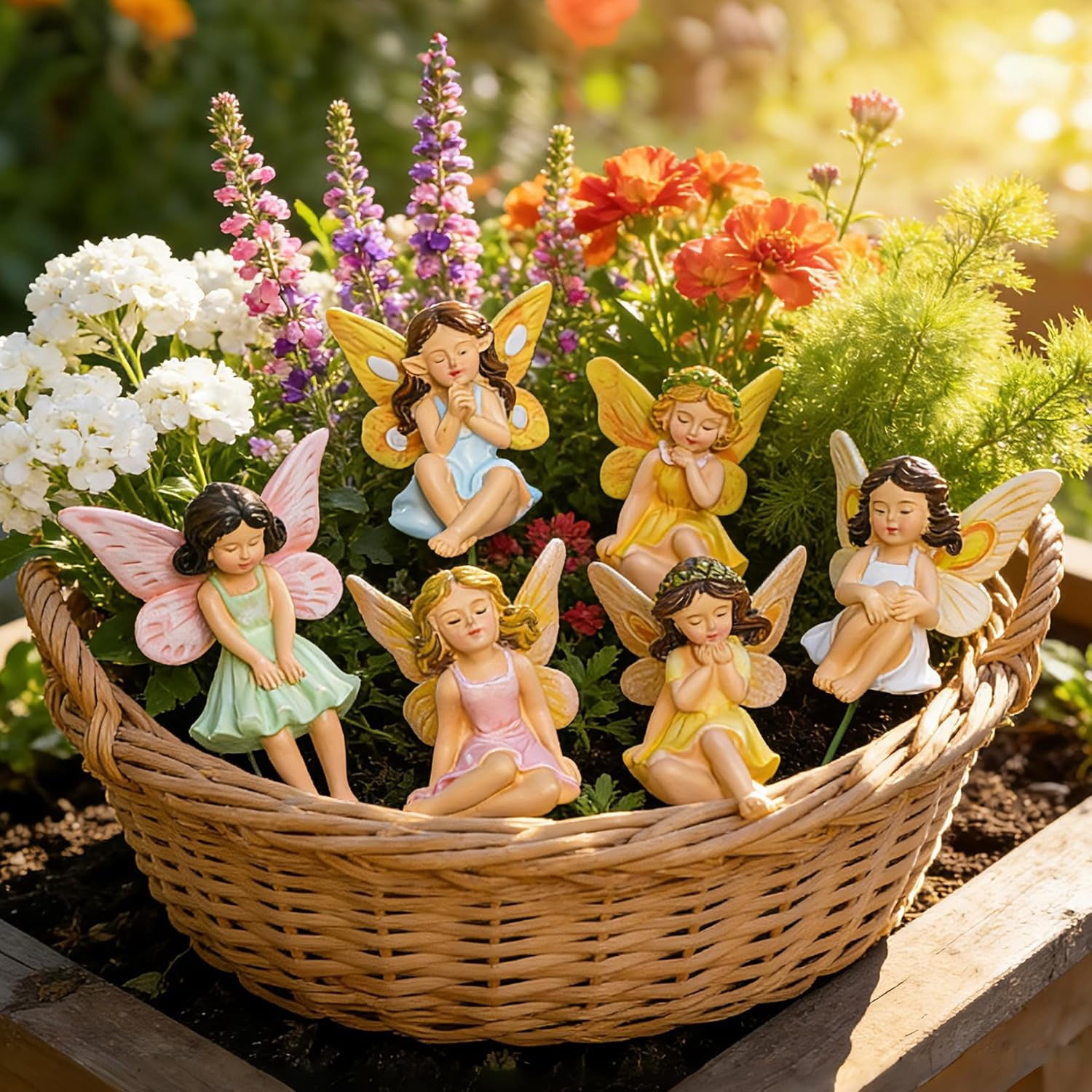 Miniature Fairy Figurines - 6Pcs Mini Fairies for Fairy Garden & Tiny Elf Garden Accessories for Home Outdoor Yard Lawn Supplies Flower Pot Decor