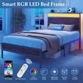 thumbnail image 4 of Lifezone Iron Wood Bed Frame, USB Port, LED Headboard, Noise-Free, Twin, Brown, 4 of 8