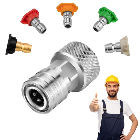 Garden Hose to Mini Power Washer Adapter - 3/4 Ght to 1/4 Ght", Garden Hose Pressure Washer Attachment, Stainless Steel, Suitable for Most Water Pipes