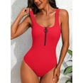 thumbnail image 2 of Sociala Womens Tummy Control 1 Piece Monokini Swimwear Zipper Backless Swimsuit, 2 of 6