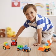 Coogam Friction Powered Cars Construction Vehicles Baby Toy Set Push and Go Car Tractor for 1 Year Old Boy(4 Pack)