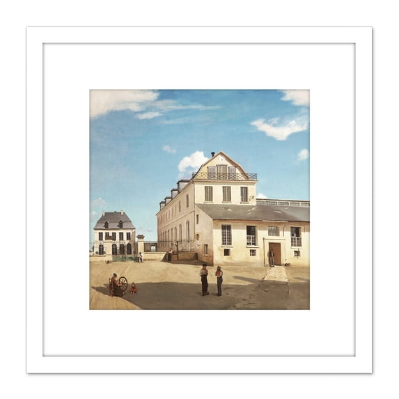 Jean Baptiste Camille Corot House And Factory Of Monsieur Henry 8X8 Inch Square Wooden Framed Wall Art Print Picture with Mount