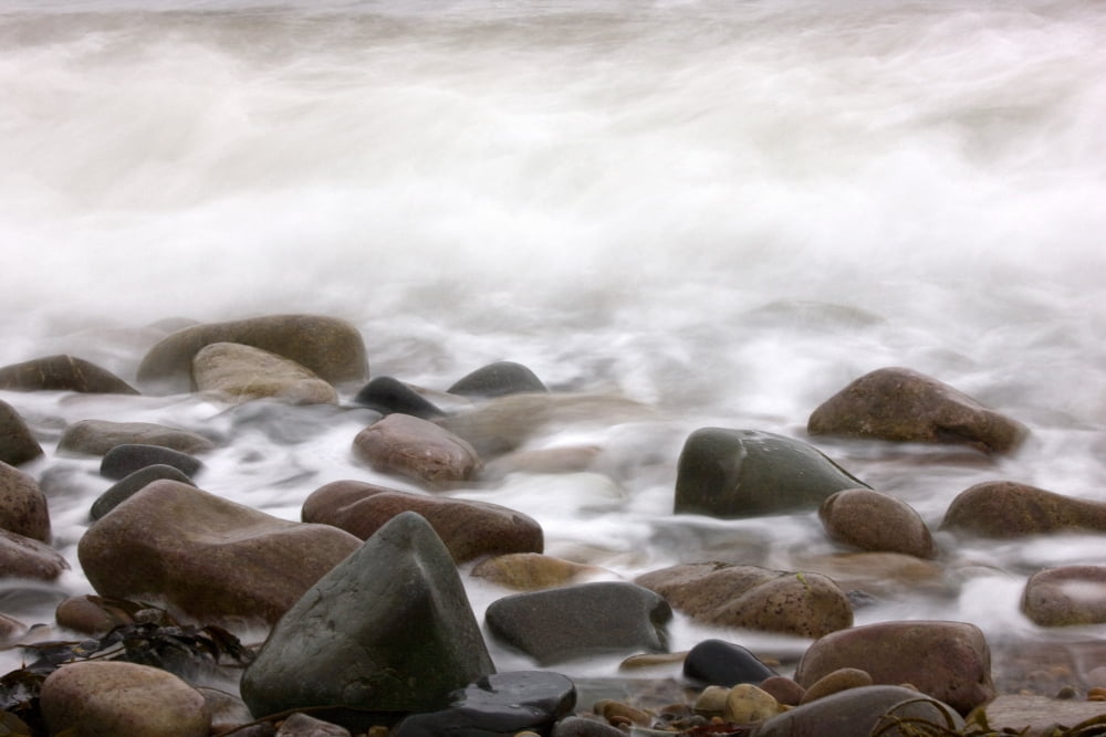 Water Washing Over Rocks Canvas Art - John Short Design Pics (18 x 12)