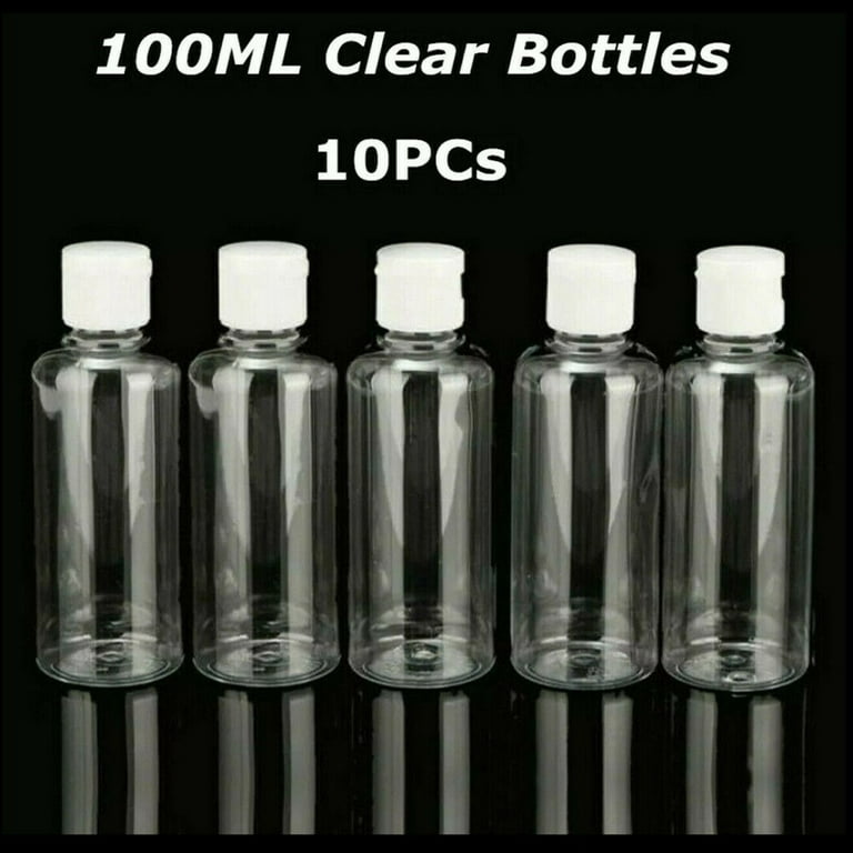 Leke 10PCS Empty Plastic Bottles 100ML Clear Small Travel Flip Liquids  Shampoo 