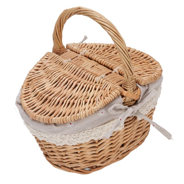 Panier, Panier de Pique-Nique en Osier à Double Couvercles pour Extérieur
