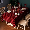 thumbnail image 6 of Christmas Plaid Tablecloth Rectangle - Red Buffalo Plaid Linen Cotton Gingham Tablecloth Xmas Table Cloths, Winter Farmhouse Table Decorations for Dining/Parties/Holiday, 55 x 55 Inch, 6 of 7