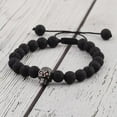 thumbnail image 3 of RSAMD 2Pcs/Set Luxury Men Women Cz Skull Ball Natural Lava Stone Beads Cool Bracelets-Skull Black, 3 of 4