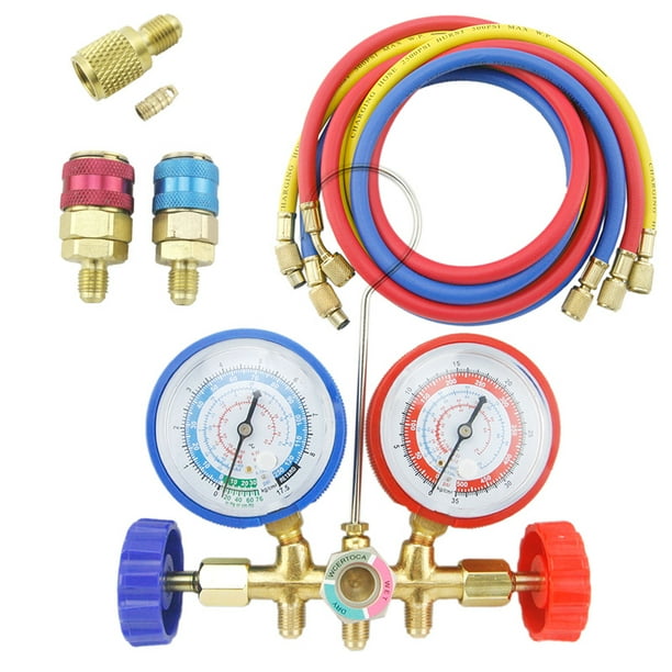 Diagnostic Manifold Gauge Set 5ft R12 R22 R134a R502 Hvac W Quick Coupler 3 Hoses Walmart Com Walmart Com