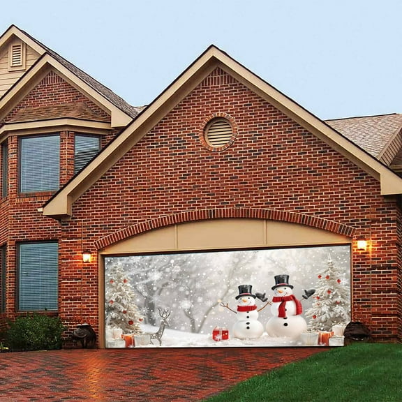 Merry Christmas Background Party Decoration Santa Photography Garage Door Banner Flags Banners Accessories 7 x 16 Ft Festive Celebration