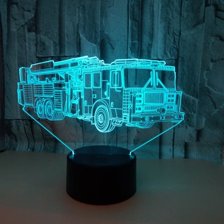 

3D LED Optical Illusion Acrylic Night Light with Remote & Smart Touch 7 Colors Changing（fire truck）