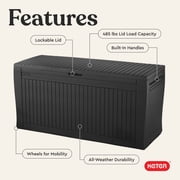 Keter Comfy 70 Gallon Durable Resin Outdoor Storage Deck Box Ideal Store Garden Tools and Pool Toys, Graphite Grey