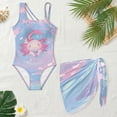 thumbnail image 5 of Jiueut Axolotl Print Girls Swimsuit with Adjustable Straps One Piece Bathing Suit with Mesh Cover Ups Swimwear 7-18Y, 5 of 7