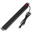 thumbnail image 1 of BTU Power Strip Protector contra sobretensiones PDU para montaje en bastidor, regleta de alimentación de 12 tomacorrientes con interruptor, montaje en metal resistente para bastidores de servidores, g, 1 of 5