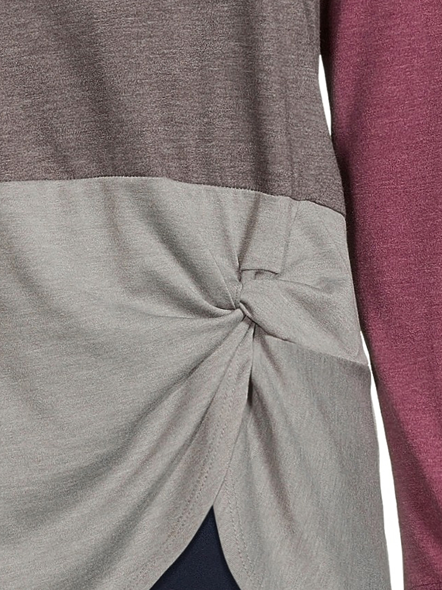 Nine.Eight Women’s Twist Knot Pullover Top with Long Sleeves