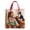 B - L, variant on Quilted Tote Bag 3 Sizes Vintage Shoulder Bags Cute Dog Cat Print Casual Handbags for Daily Use Travel Shopping