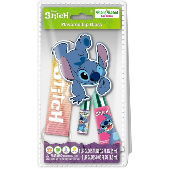 Stitch Lip Gloss Set, Strawberry and Grape Flavors, Pink and Purple