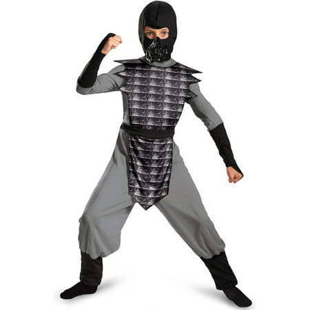 Childrens Boys Grey Gray Evil Ninja Mortal Kombat Smoke Costume