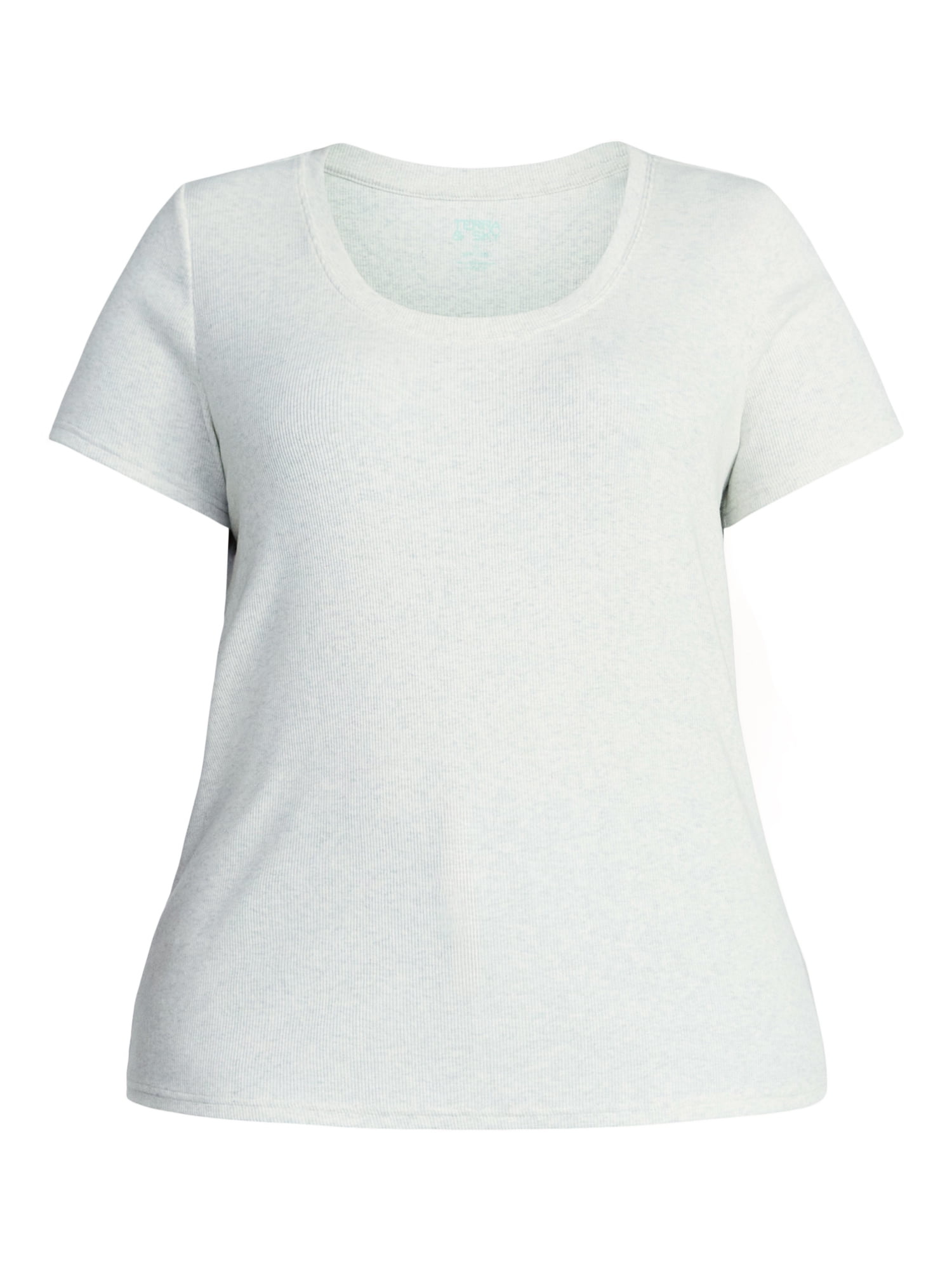 Terra & Sky Women's Plus Size Scoop Neck Rib Tee with Short Sleeves, Size 0X-5X