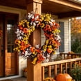 thumbnail image 3 of Bcylexb Fall Floral Wreaths for Front Door, 15.7" Artificial Maple Leaf Wreaths Realistic Hanging Door Wreath for Entry Porch Window Wall Indoor Outdoor Home Decor, 3 of 5