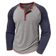 thumbnail image 7 of Mens Henley Long Sleeve T-Shirt Cotton Casual Shirt Vintage Raglan Sleeves Baseball Shirt Active Jersey Knit Tops, 7 of 7