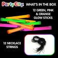 thumbnail image 3 of Party City 6 inch Glow Sticks, Glow in the Dark Party Supplies for Kids & Adults, 12pk (Ornge,pink,Green), 3 of 12