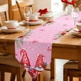 thumbnail image 2 of Red Gnomes Table Runner Linen Burlap Table Runner 70 Inches Long Valentine's Day Love Roses Leaves Ombre Pink Dresser Scarves for Kitchen Island Coffee Dining Party Wedding Holiday Decor 13"x70", 2 of 8