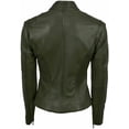 thumbnail image 3 of Brand New Genuine Soft Olive Green Lambskin Leather Jacket For Women's Designer Wear W373, 3 of 4