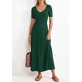 thumbnail image 4 of PRETTYGARDEN Women's Spring Midi Sweater Dresses Elegant Pleated Ribbed Knit Short Sleeve V Neck A Line Summer Outfits, 4 of 10