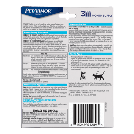 PETARMOR Flea & Tick Treatment for Cats over 1.5 lbs, 3 Monthly Applications