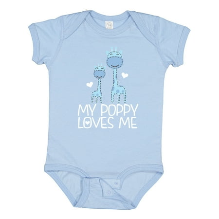 

Inktastic My Poppy Loves Me Boys Giraffe Grandson Gift Baby Boy Bodysuit