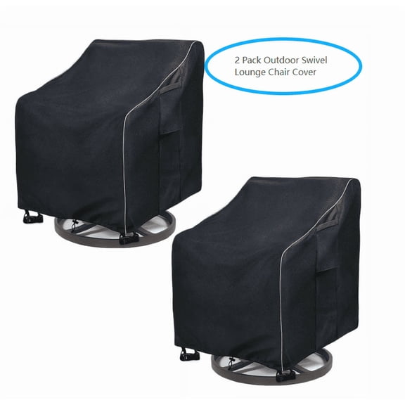 2 Pack Outdoor Swivel Lounge Chair Cover, Waterproof Patio Swivel Chair Covers:Weatherproof Durability:Effective Dust Protection(Black 2 pack)