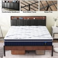 thumbnail image 3 of NISIEN Full Size Bed Frame, Platform Bed Full with Charging Station and Storage, PU Leather Upholstered Headboard, Black, 3 of 9