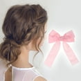 thumbnail image 2 of Unique Bargains 1 Pc Solid Bow Ribbon Duckbill Hair Clips for Home Light Pink, 2 of 5