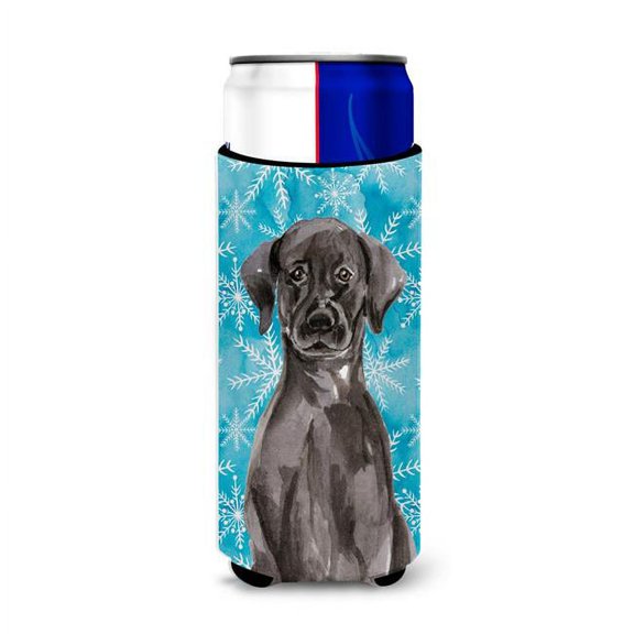 Black Labrador Winter Michelob Ultra Hugger for Slim Cans