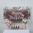 thumbnail image 2 of Efavormart 6ftx3ft White Brown Rustic Wood Floral Happy Birthday Photo Backdrop, Large Polyester Background Banner, 2 of 5