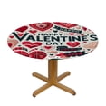 thumbnail image 3 of PIKWEEK  Valentines Day Round Tablecloth, Fitted Table Cover with Elastic  Round Tables, Red Love Heart Gnomes Pink Red Table Cloth Outdoor Indoor Dinning Party Waterproof Tablecloths, 3 of 7